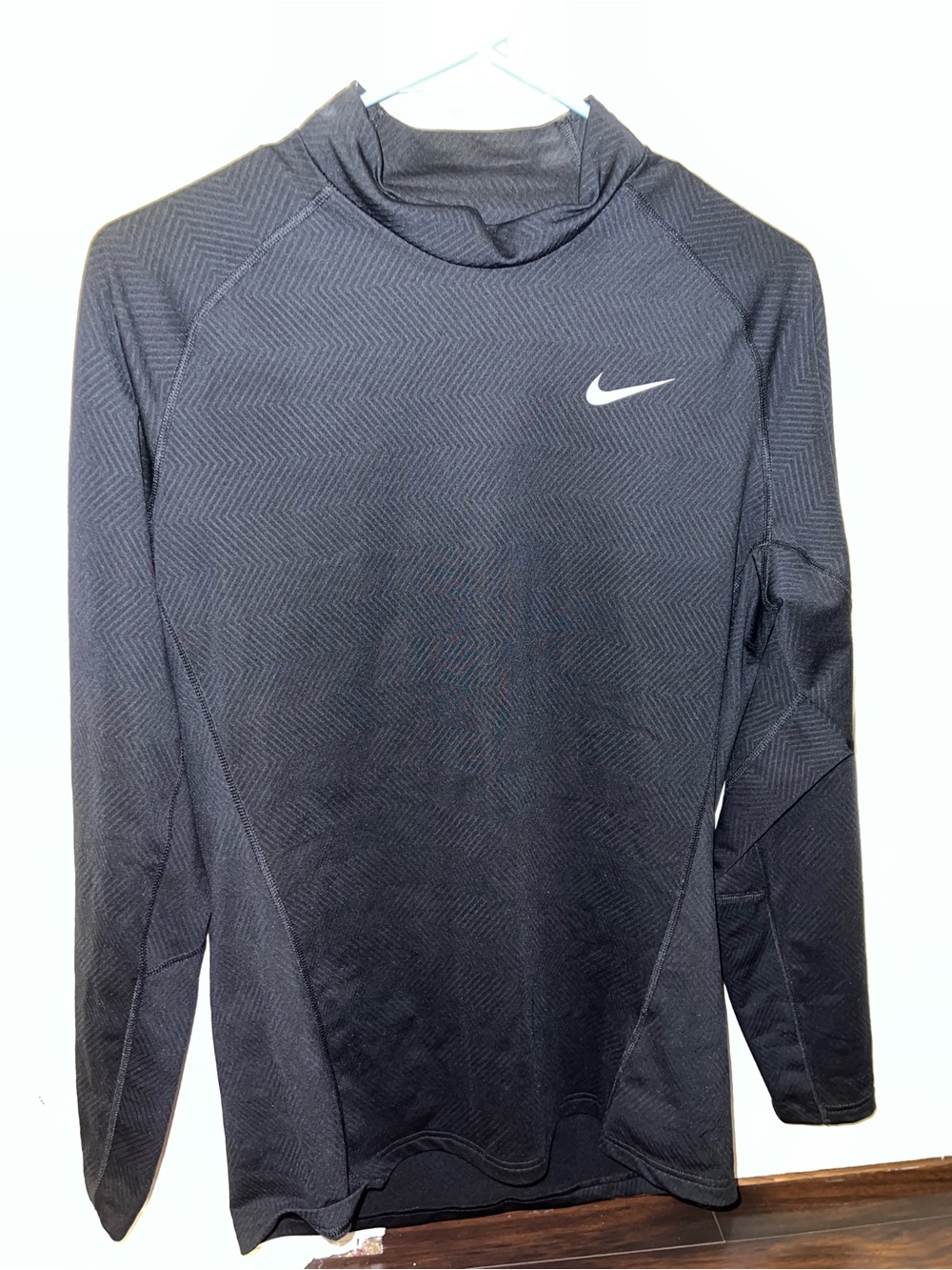 Nike Black Long-Sleeve Dri-FIT Training Top with White Swoosh
